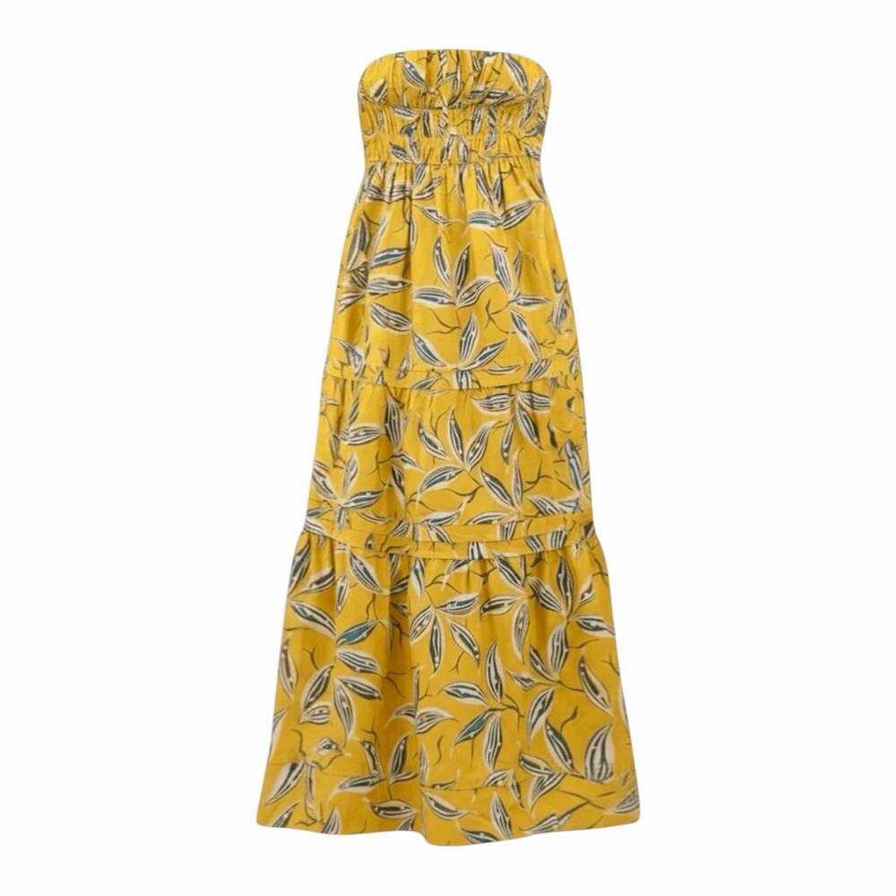 Anthropologie The Somerset Strapless Maxi Dress In Gold/Mustard - Large
